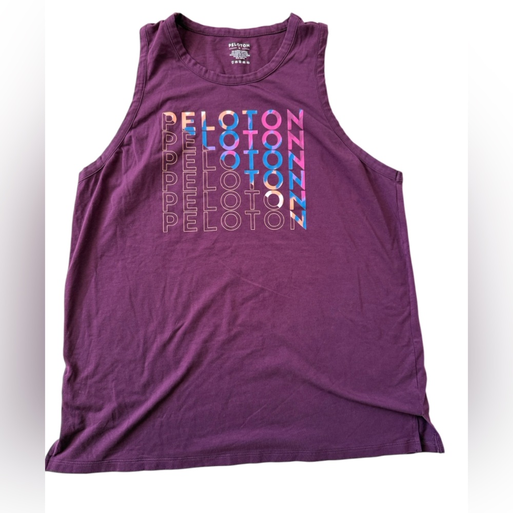 Peloton Womens Maroon Sleeveless Muscle Tank Top Athletic Medium Spellout Logo